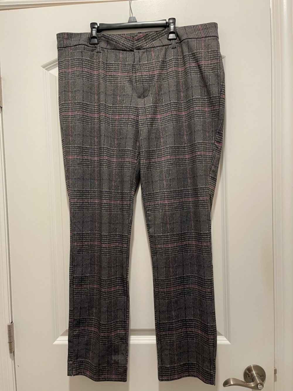 Kut from the Kloth Gray Plaid Dress Pants with Pink Windowpane